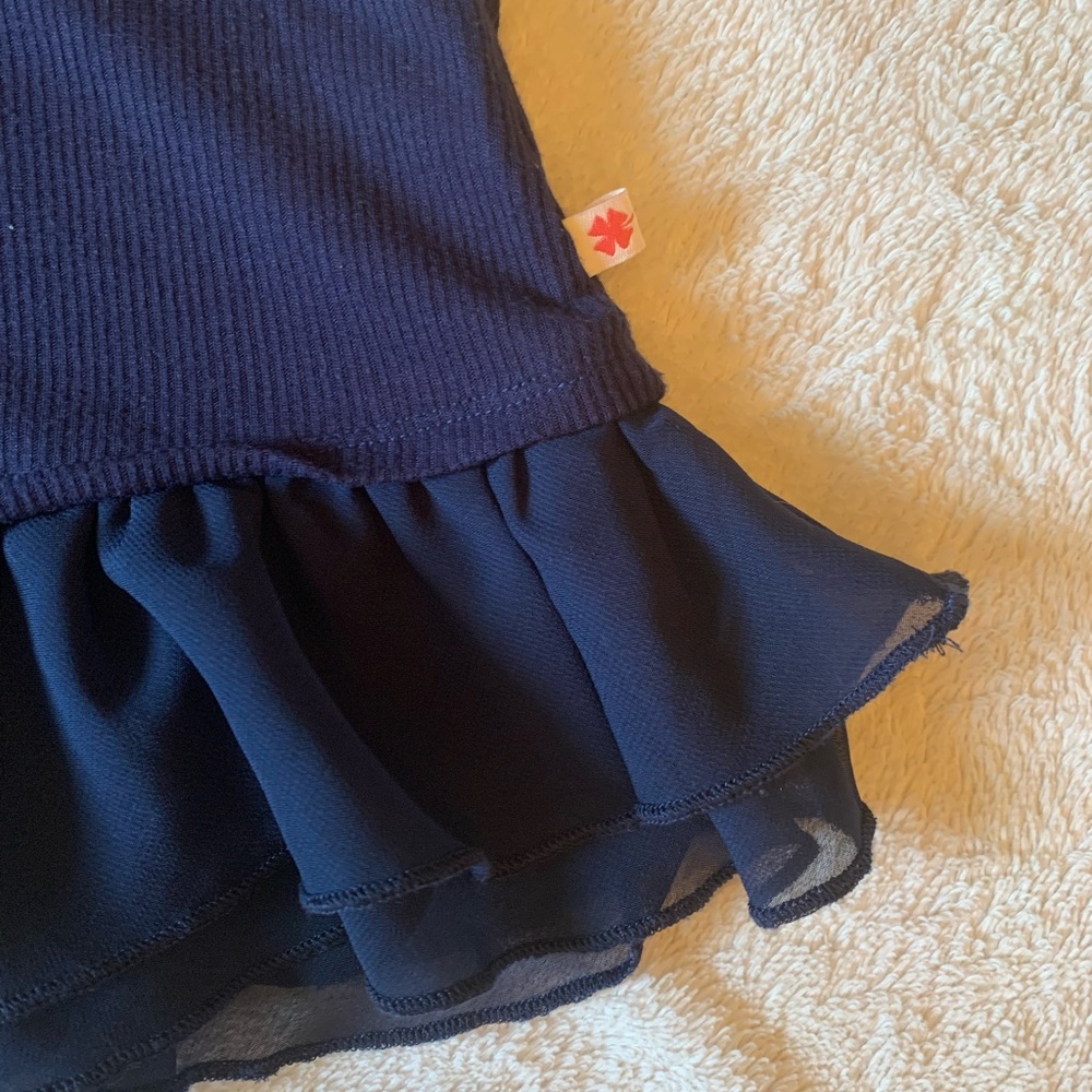 Lucky Brand Ruffle Tank Top Navy Ribbed - Picture 4 of 5